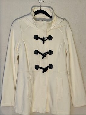 Sebby Cream Toggle Pea Coat with Hood